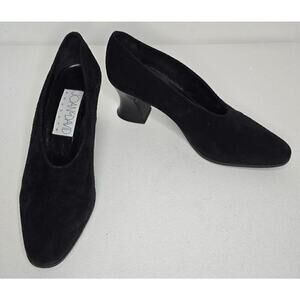 Joan & David Couture Black Suede Women's Shoes Retro Size 7.5 M